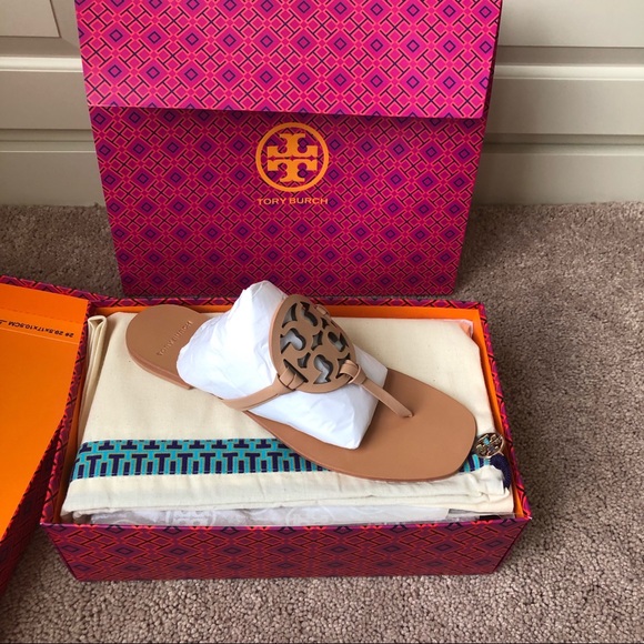 🆕Tory Burch Miller Sandal Natural Vachetta - Picture 6 of 8